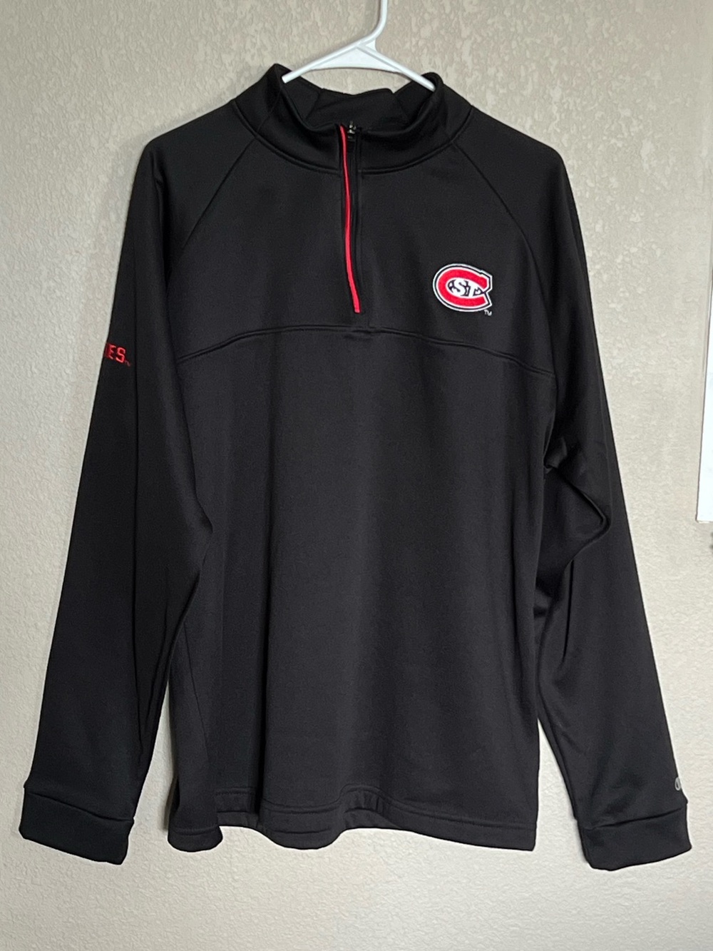 Champion Huskies Black Lightweight Quarter-Zip Pullover with Red Trim